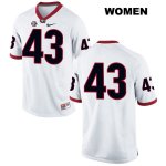 Women's Georgia Bulldogs NCAA #43 Nick Moore Nike Stitched White Authentic No Name College Football Jersey VBO5554QC